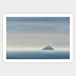 Ailsa Craig through the mist and rain. Firth of Clyde, Scotland. Sticker